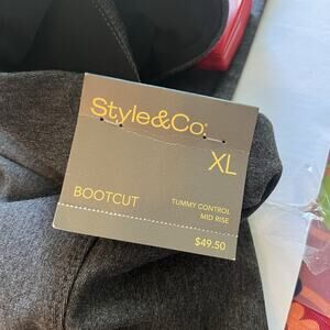 Gray Style & Co Pant Mid rise Stretch Knit Pull on Bootcut - XL